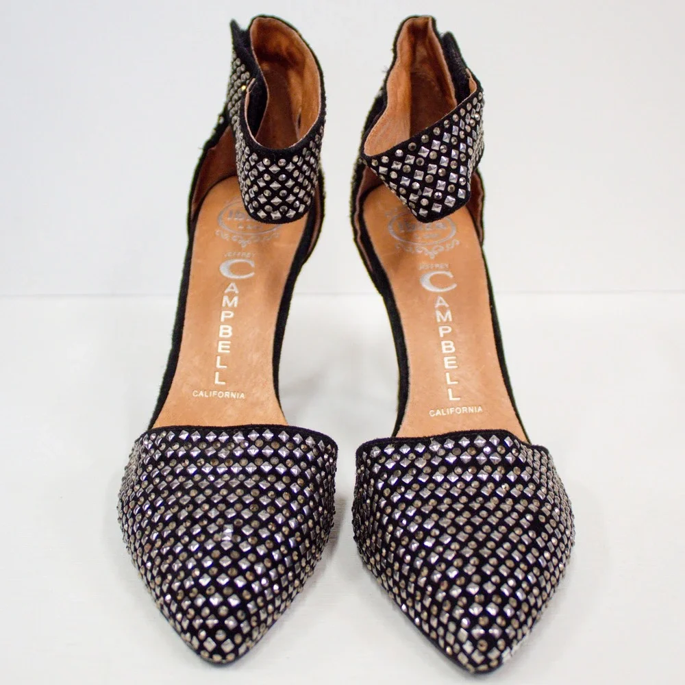 Jeffrey Campbell Handmade Ibiza Last Studded High Heels Black Size 7